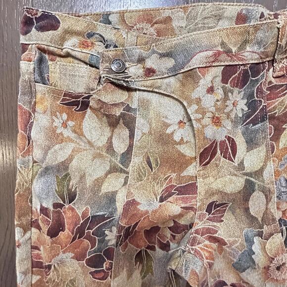 Musera Floral Patterned Flare Pants Size 29 70's Style 100% Cotton - Picture 2 of 7
